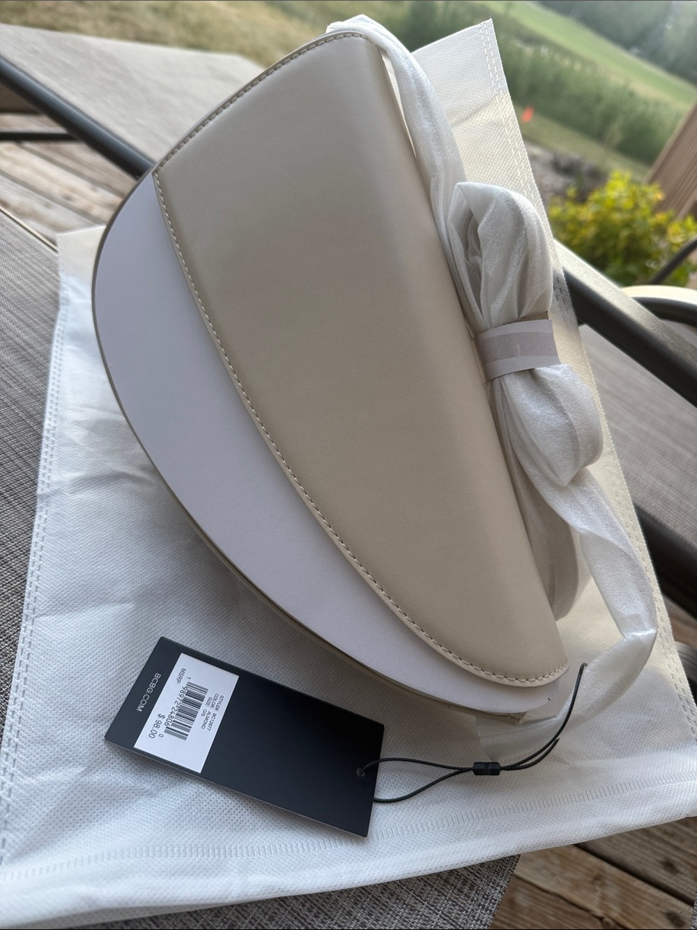 BCBG Two-Tone Cream and White Crescent Crossbody